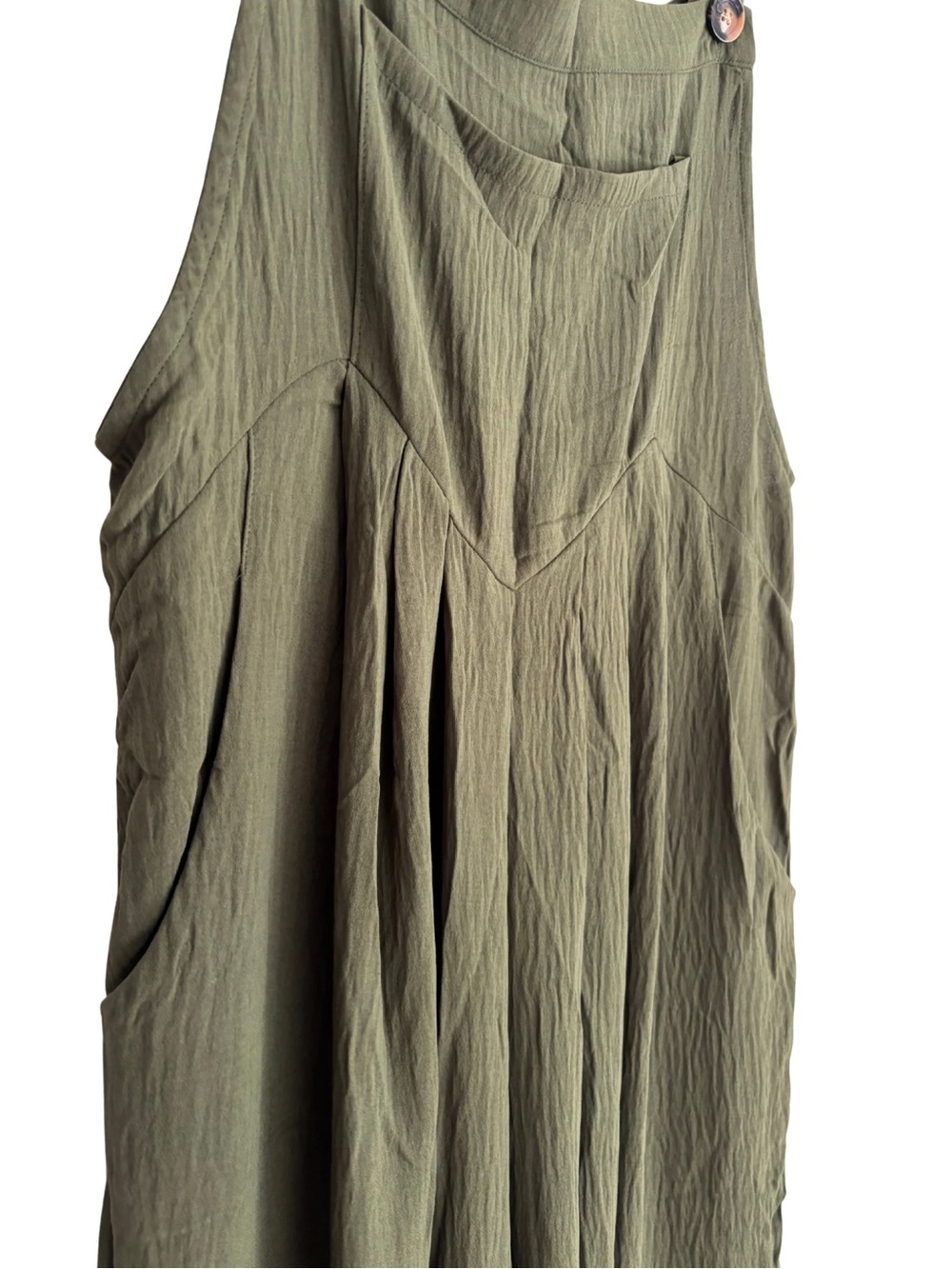 Olive Green Women's Button-Strap Wide Leg Jumper - Picture 3 of 6